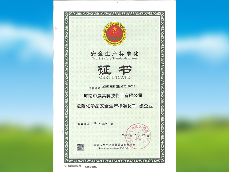 安全生產(chǎn)標準化三級企業(yè)